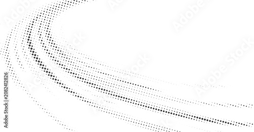Foto Abstract black curved halftone wave background, modern dotted flow digital textu