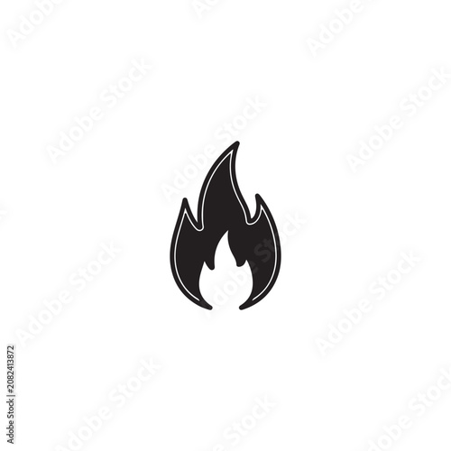Fotografie Simple fire flame vector icon with ignition isolated abstract firepower wildfire
