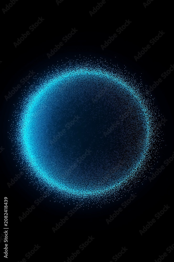 Fototapeta premium シアン粒子の球体と未来的な背景. Particle Sphere