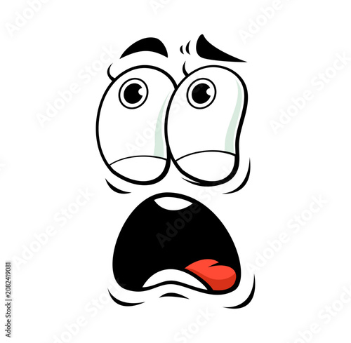 Foto Astonished face with OMG shocked emotion or amazed expression of fear with open mouth