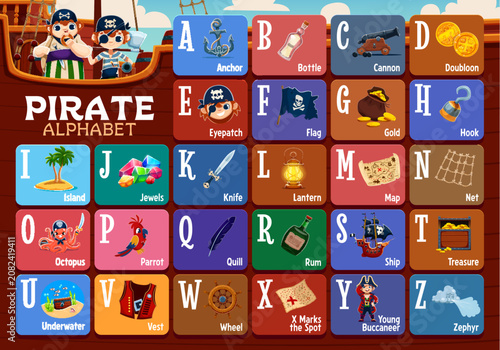 Konstfotografi Pirate abc education flashcards, corsair kids alphabet type