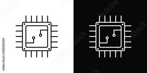 Photos Microchip icon vector graphics set