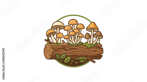 Mushrooms on Log Badge Design