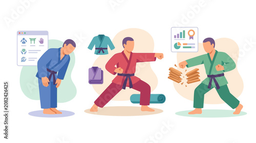 Canvastavla Martial Arts Training: Karateka Bowing, Punching, and Breaking Boards with Data