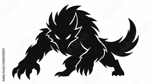 Obraz na płótnie Black werewolf silhouette monster vector illustration