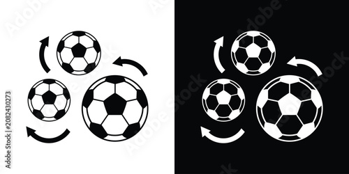 Foto Football training rotation and soccer team tactics icon