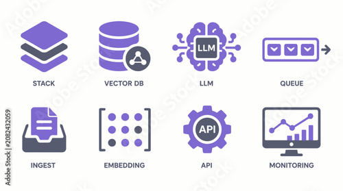 Fotografie Technical architecture icons for AI and data processing