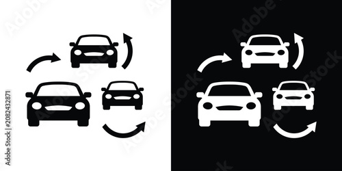 Foto Car sharing, vehicle rental, and automotive transport circulation cycle vector icon set with arrows