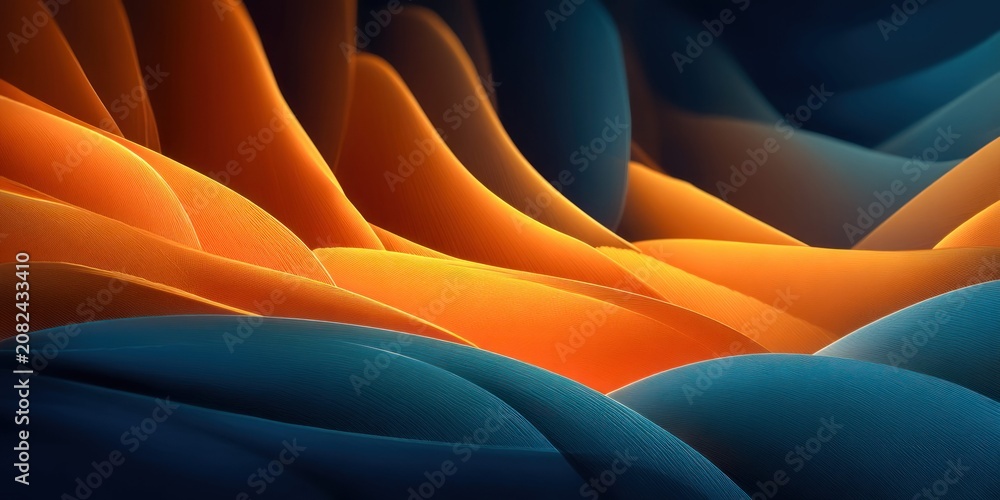 Fototapeta premium Fluid abstract shapes blend with dark background