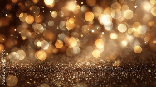 Golden Bokeh Lights Creating a Sparkling Background.