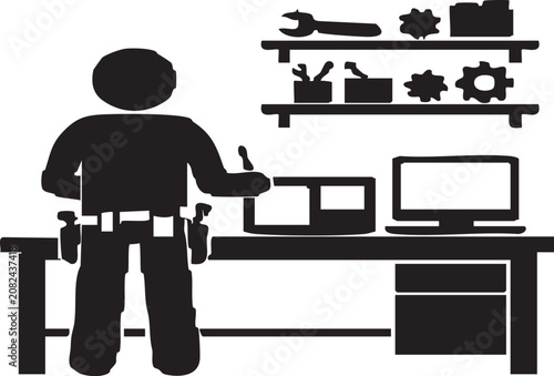 Technical maintenance room silhouette icon