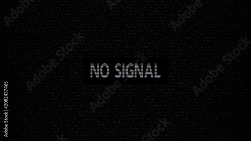 4K No signal old vintage TV with glitch distortion effect and turn on and off. 

