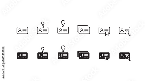 ID card icon variations with outline and filled styles