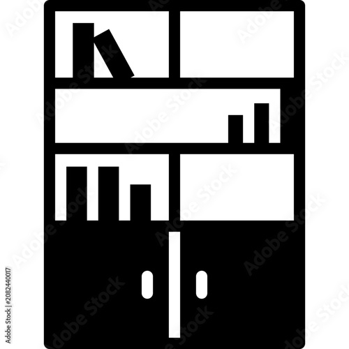 bookshelf icon illustration design with outline