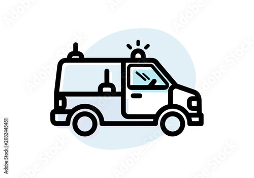 Bild auf Leinwand Emergency Response Vehicle, Medical Assistance, Urban Setting, Illustration, Min