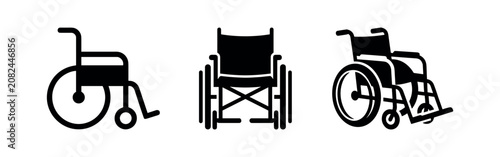 Obraz na plátně Wheelchair icons in various perspectives, including crossbar detail