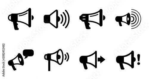 Quadro su tela Megaphone Icon Set, Announcement Symbols, Communication Alerts, Loudspeaker Vect