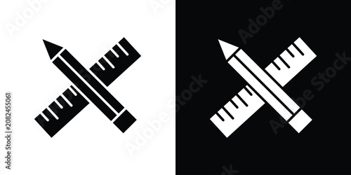 Fotografía Pencil and ruler icon simple logo set