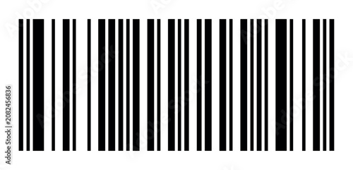 Fotografía Black and white barcode pattern with vertical parallel lines on transparent back