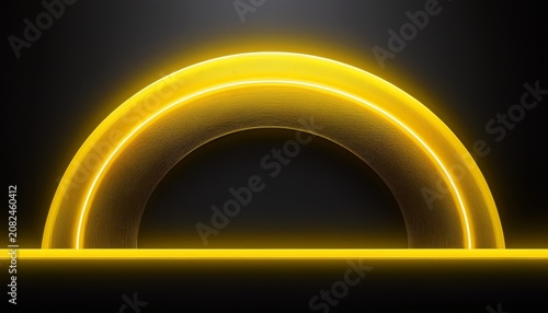 Single Yellow Glowing Arc Line With Soft Gradient Light And Clean Minimal Style Modern Design Element Png