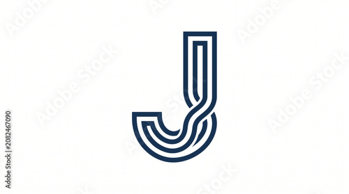 Logo huruf J dengan seni garis saling bertautan minimalis.
