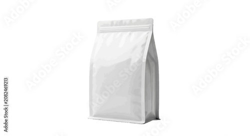 Minimal black silhouette icon, simple flat vector, bold black shape, no gradients, no shading blank white stand up pouch packaging on a, flat icon style