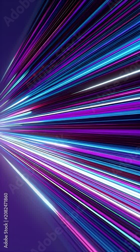 Futuristic digital data streaming background with vivid blue and magenta light streaks moving at high speed