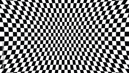 Photos Distorted black and white checkerboard optical illusion