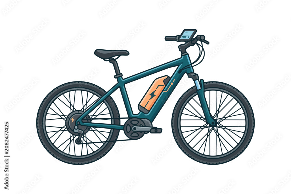 Obraz premium Electric Mountain Bike Vector Illustration