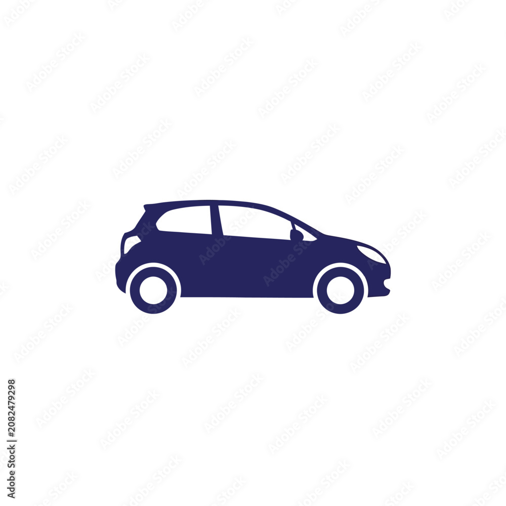 Fototapeta premium Sleek minimalist vector icon of a contemporary compact hatchback car, ideal for automotive apps, websites, and transportation graphics, symbolizing efficient urban mobility