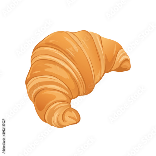 Quadro su tela Freshly baked golden brown French croissant isolated on white background