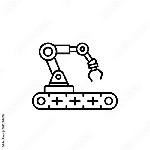 Industrial robot arm operating on a conveyor belt.