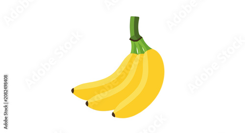 Fresh ripe yellow bananas with green stems.