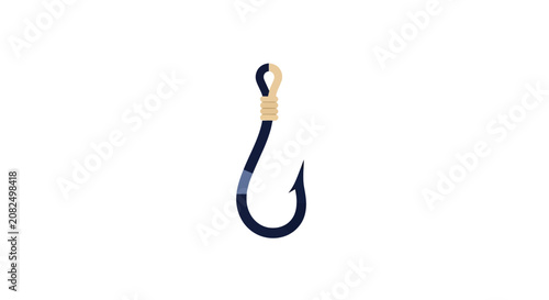 Isolated black fishing hook with golden eye.