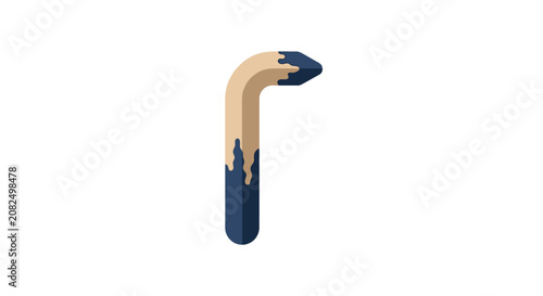 Blue and beige abstract curved shape design.