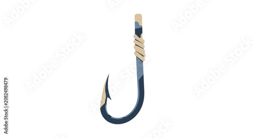 Single fishing hook with metallic finish and sharp point.