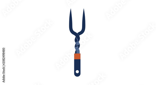 Isolated garden fork with wooden handle and metal prongs.