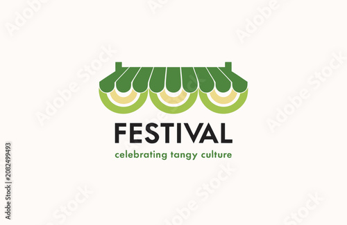 Foto Festival event branding logo with abstract fruit slices beneath a green canopy s