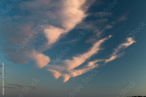 Canada, BC, Sunshine Coast, Sechelt.  Enigmatic cloud formation over the Strait of Georgia.