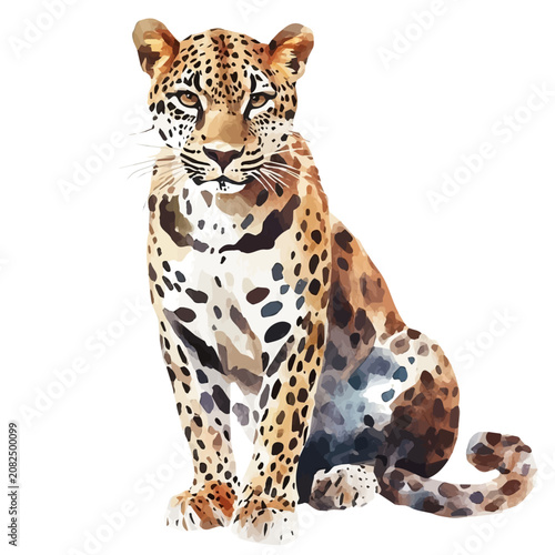 Photography Leopard, watercolor painting vector, isolated on a white background