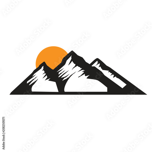 sunset mountain logo vector design