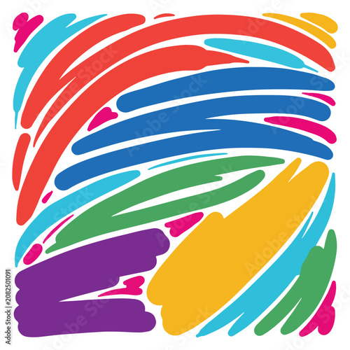Colorful abstract brush stroke background with rainbow paint swipe pattern for banner design
