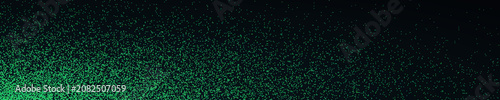 Green pixel dispersion matrix on black backdrop, representing digital code flow, big data visualization, and technological cyber space