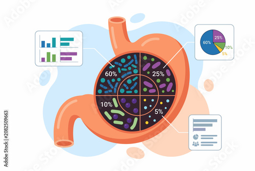 Fotografie Gut Microbiome Data Analysis Infographic Vector