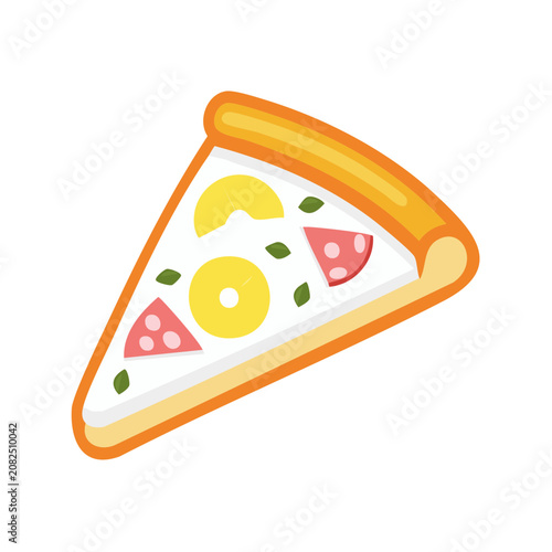 Flat illustration of a pizza slice with toppings