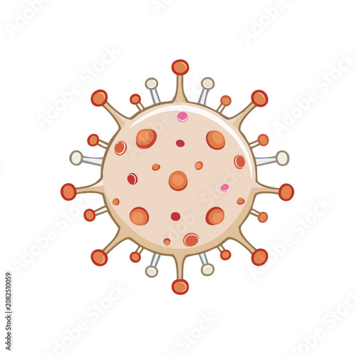 Flat illustration of a virus particle with spikes