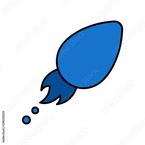 Blue rocket with flame illustration