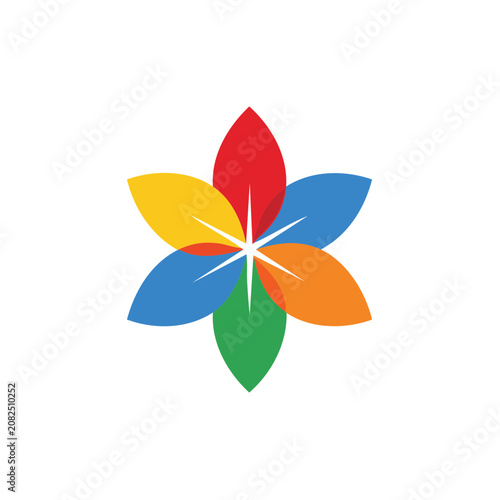 Colorful flat design flower with star center