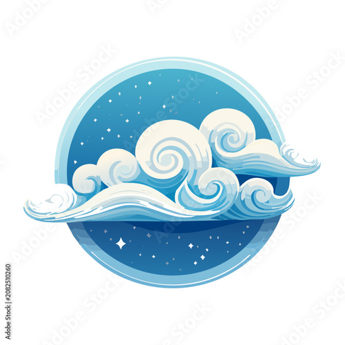 Circular Ocean Wave Vector Illustration