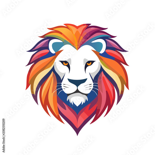 Colorful geometric lion head vector illustration